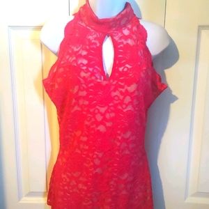 Red lace tank NWOT